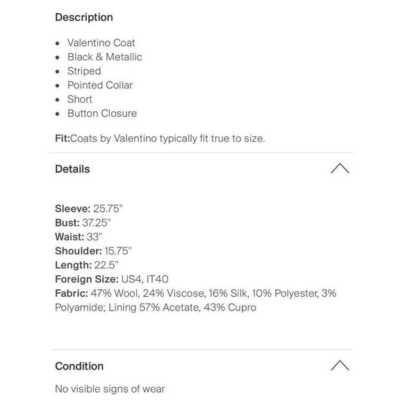 Valentino Authentic Vintage Black Silver Striped Blazer Jacket IT 40 US 6 Small - Picture 4 of 8